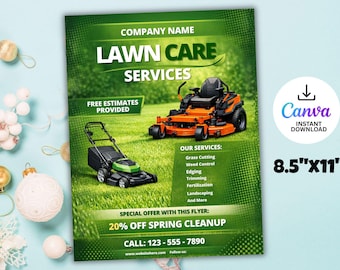 Lawn Care Flyer Template, Yard Service, Landscaping Company, Gardening Flyer Custom Design, Canva