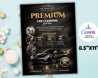 Car Detailing Flyer Template, Automotive Service, Canva Editable (8.5x11 Inches)