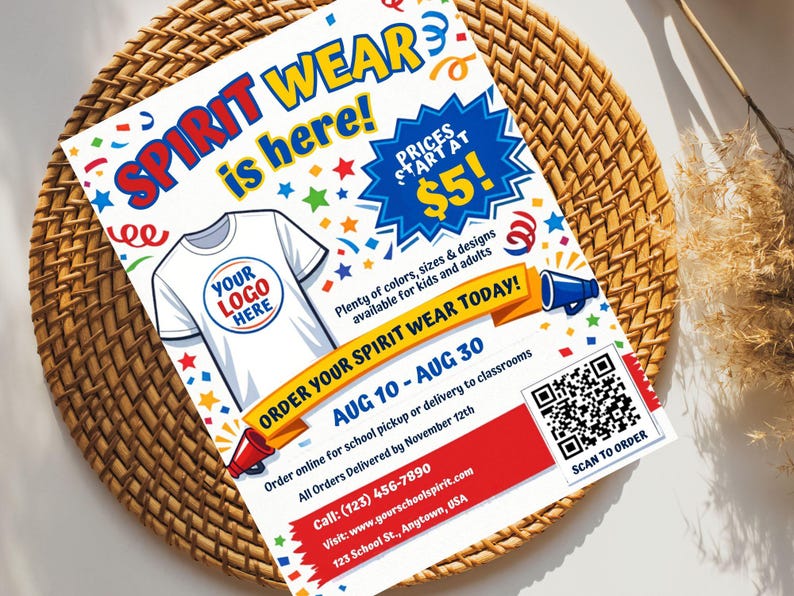 Shirt Raffle Sign Editable School Spirit Wear Fundraiser Flyer, T-shirt Fundraiser ...