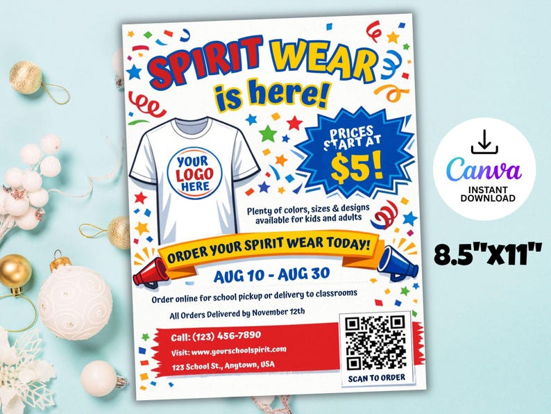 Editable School Spirit Wear Fundraiser Flyer, T-shirt Fundraiser ...