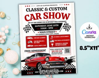 Car Show flyer, Classic Car Show Flyer, Flyer Template, Car Show Invitation, Car Show Advertisement