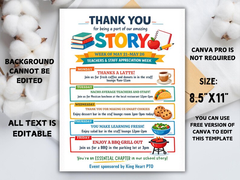 Storybook Weekly Routine Storybook Teacher Appreciation Week Itinerary | Part of Our Story ...