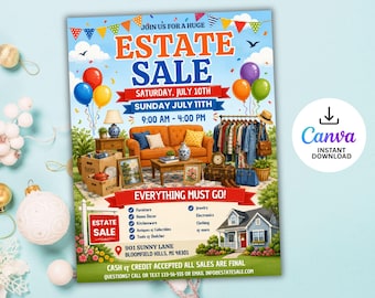 Estate Flyer Template: Customizable Canva Design (Digital Download