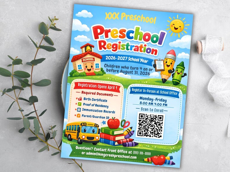 Program Registration Flyer Preschool Registration Flyer Template | Editable School Enrollment ...