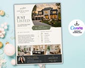 Real Estate Flyer Template, Open House Flyer, Just Listed Flyer, Real Estate Marketing, Editable Canva, Modern Property Flyer, Luxury Flyer