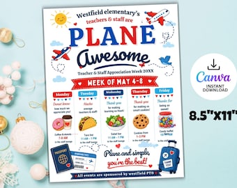 Teacher Appreciation Itinerary Flyer (Canva Template) 8.5x11"