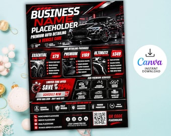 Car Detailing Flyer Template, Car Wash Business, Auto Detail Service Custom Leaflet, Canva