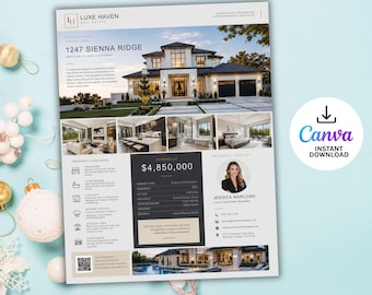 Real Estate Flyer Template | Open House Flyer | Real Estate Marketing | Modern Property Flyer | Luxury Flyer | Editable Canva Template