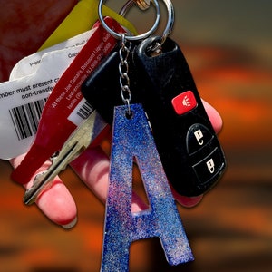 Personalized Letter Resin Keychain | Alphabet Keychain | Custom Color Dye Epoxy Resin Letter Keychain