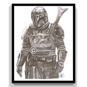 Mand0 Professional Print Handmade Gift Birthday Wall Art Decor Pencil Drawing Game Room Decor Office Decor Bedroom Decor Unique Art