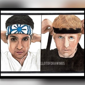 Daniel LaRusso, Johnny Lawrence Professional Drawing Print Wall Art Handmade Gift Decor Portrait Office Decor Bedroom Decor Game Room Decor