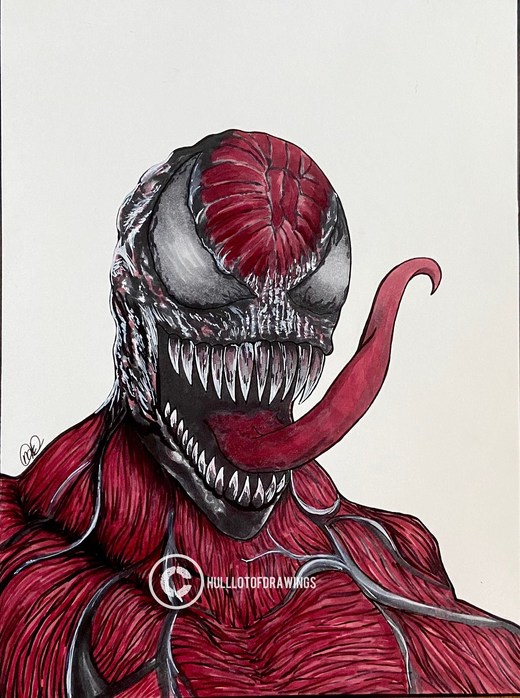 Symbiote Original Hand Drawing Copic Marker Drawing Wall Art