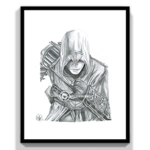 Asa55in Professional Print Handmade Gifts Wall Art Decor Video Game Art Gift Drawing Pencil Game Room Decor Office Decor Gamer Gift Unique