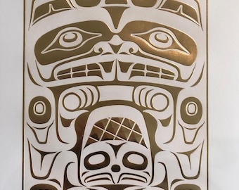 Original First Nations "Beaver Box"  Contemporary Haida Pacific West Coast Vintage Indigenous Native Art Print Poster