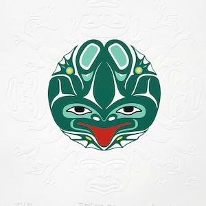 "Original Haida pazifische Westküste ""Tlinget Frog Story"" Zeitgenössische Ureinwohner Haida Indianer Kunstdruck Poster."