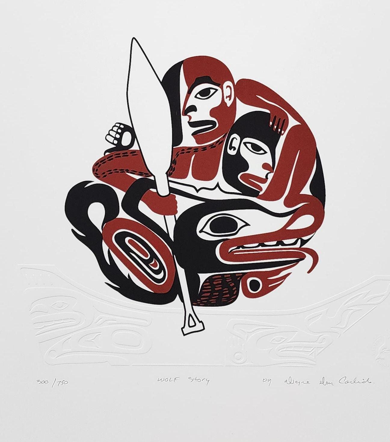 Original First Nations "Wolf Story"  Contemporary Haida Pacific West Coast Vintage Indigenous Native Art Print Poster