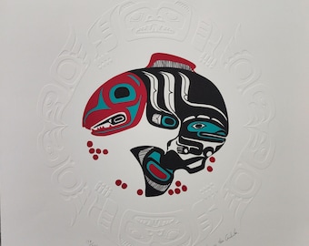Original First Nations &quot;Circle of Life&quot;  Contemporary Haida Pacific West Coast Vintage Indigenous Native Art Print Poster