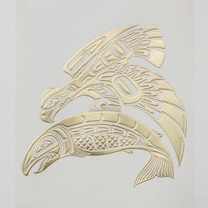 Original First Nations &quot;Eagle With Salmon&quot; Contemporary Haida Pacific West Coast Vintage Indigenous Native Art Print Poster by Jody Wilson