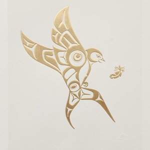 Original First Nations "Swallow" Contemporary Haida Pacific West Coast Vintage Indigenous Native Art Print Poster