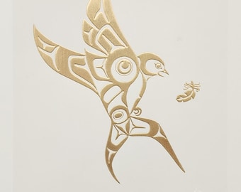 Original First Nations "Swallow" Contemporary Haida Pacific West Coast Vintage Indigenous Native Art Print Poster