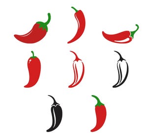 Chili Pepper Bundle Embroidery, Spicy Pepper Embroidery,Red Chili Logo Embroidery, Fun Chili Files ,Vegetable Embroidery,Food Chili, 6 Sizes