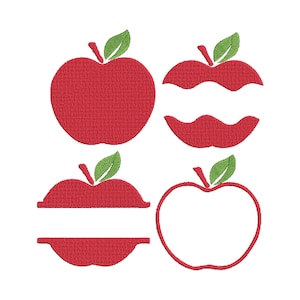 Apple Set Embroidery Design, Apple Mini Embroidery, Fruit Embroidery Design, Back to School, Teacher design, Machine Embroidery, 6 Sizes