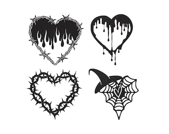 Halloween Heart Embroidery Design Bundle, Devil Heart Witch Spider Web Machine Embroidery, Heart Embroidery,Machine Embroidery Files,5 Sizes