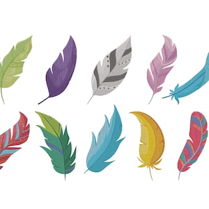 Feathers Bundle Embroidery Designs, Feather Embroidery Design, Feather Silhouette Embroidery design, Machine Embroidery Design, 5 Sizes