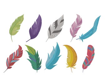 Feathers Bundle Embroidery Designs, Feather Embroidery Design, Feather Silhouette Embroidery design, Machine Embroidery Design, 5 Sizes