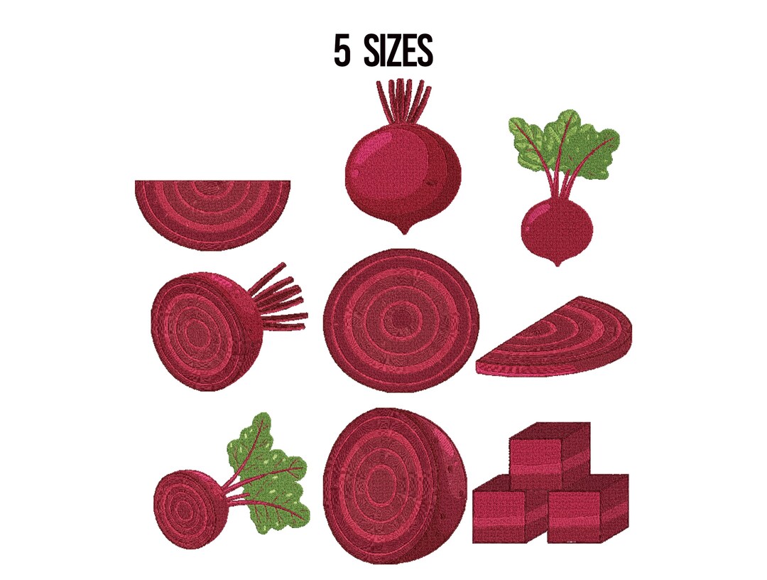 Beetroot Bundle Embroidery Design, Turnip With Leaves Embroidery Design ...