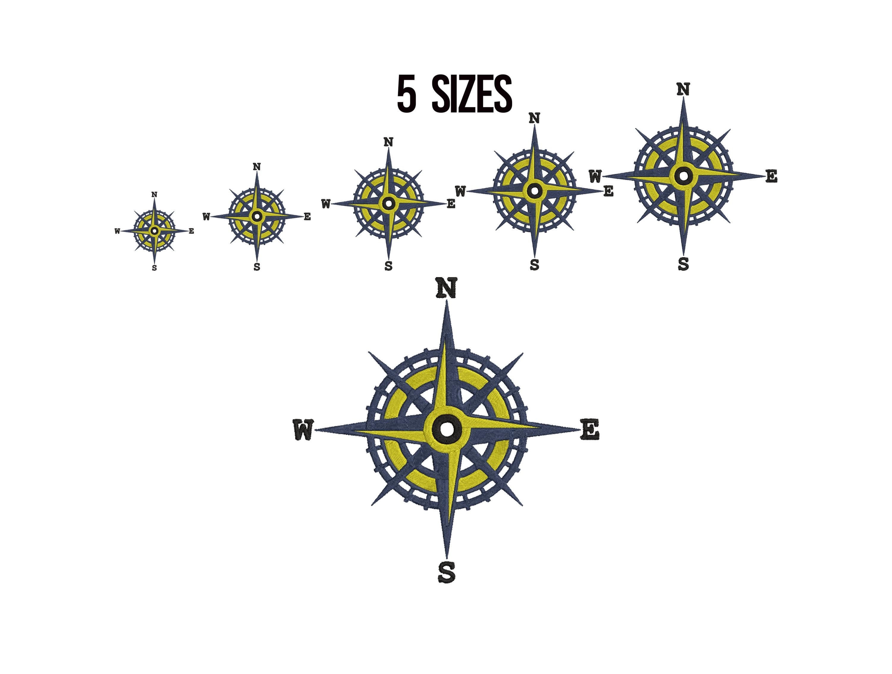 Compass Embroidery Design, Mini Compass Embroidery, Nautical Compass ...