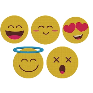 Emoji Embroidery Design Set, Emoticons Embroidery Designs, Smiley Embroidery File, Emoji Smileys, Emoji Faces, Chat icon Embroidery, 5 Sizes