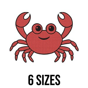 Cute Crab Embroidery Design - Crab Embroidery - Baby Crab Embroidery - Sea, Ocean, Beach Animals Machine Embroidery Design Files - 6 Sizes