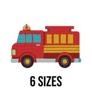 Firetruck Embroidery Design - Fire Truck Embroidery Files - Mini Firetruck Embroidery Design - Machine Embroidery Design Files - 6 Sizes