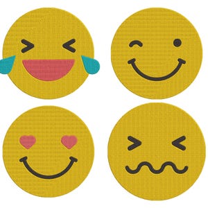 Emojis Bundle Embroidery Design - Cute Emojis With Different Emotions Designs - Funny Cartoon Faces Machine Embroidery Design Files -7 Sizes