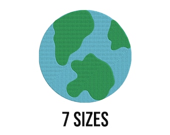 Earth Embroidery Design -Earth Globe Embroidery Files - Earth Planet Embroidery -World Embroidery - Machine Embroidery Design Files -7 Sizes