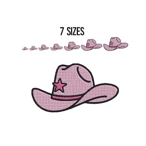 Cowgirl Hat Embroidery Design, Cowgirl Machine Embroidery Design, Cowgirl Embroidery, Mini Cowboy Hat, Hat Filled Stich Design, 7 Sizes