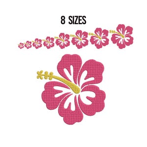 Hibiscus Flowers Embroidery Design, Flowers Machine Embroidery Design, Flowers Silhouette Embroidery Design, Mini Flowers Design, 8 Sizes