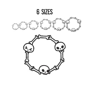 Bone and skull Frame Embroidery Design, Skull Mini Design, Halloween Skull Design, Skull Fill Design, Machine Embroidery Design, 6 Sizes