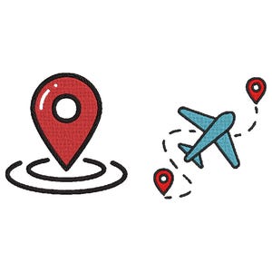 Airplane Embroidery Design, Airplane Travelling Route Machine Embroidery Design, Travelling Around World by Airplane Embroidery File,6 Sizes
