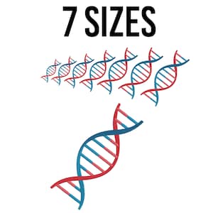 DNA Embroidery Design - DNA Molecule Embroidery Files - Science Embroidery - Mini Dna Embroidery - Machine Embroidery Design Files - 7 Sizes