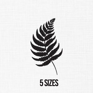 Fern Machine Embroidery Design, Botanical Fern Pattern Embroidery, Embroidered Leaves, Nature Inspired Embroidery, Fern Silhouette, 5Sizes