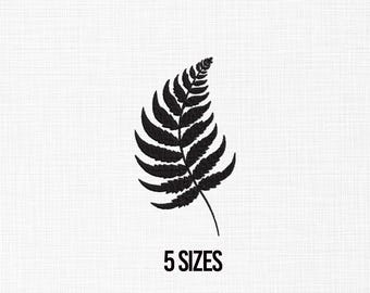 Fern Machine Embroidery Design, Botanical Fern Pattern Embroidery, Embroidered Leaves, Nature Inspired Embroidery, Fern Silhouette, 5Sizes