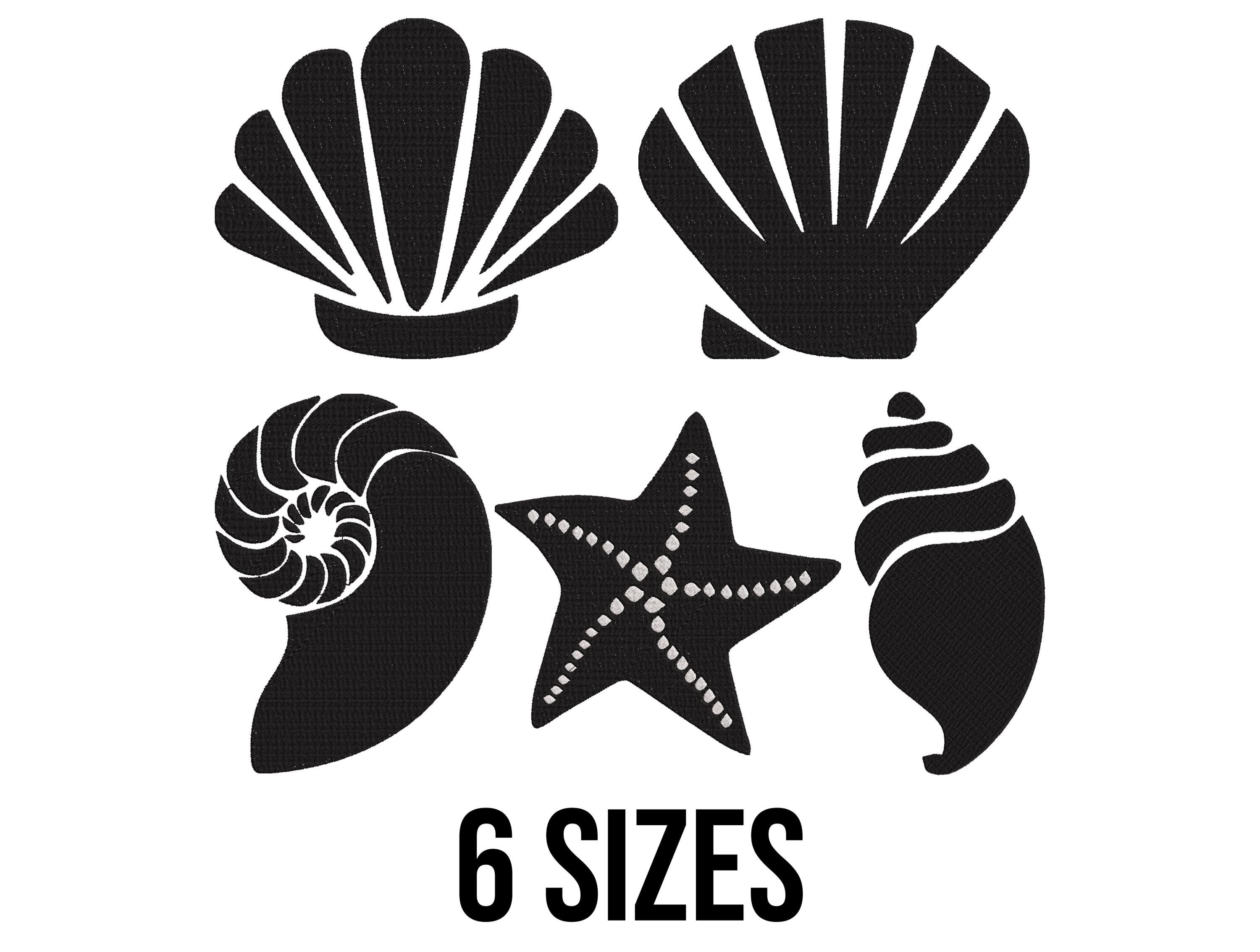 Sea Shells Bundle Embroidery Designs - Nautical Seashell Embroidery ...