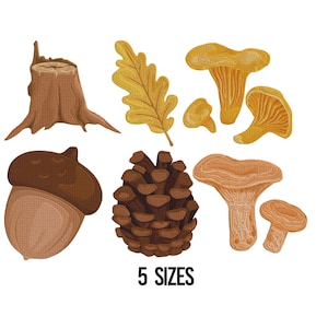 Forest Mushroom Embroidery Designs, Mushroom Embroidery Machine Design, Wild Mushrooms Embroidery, Toadstools Embroidery Design, 5 Sizes