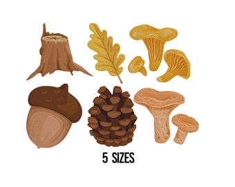 Forest Mushroom Embroidery Designs, Mushroom Embroidery Machine Design, Wild Mushrooms Embroidery, Toadstools Embroidery Design, 5 Sizes