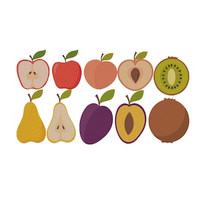 Mini Fruits Bundle Embroidery Design, Fruits Embroidery Design, Fresh Fruits Embroidery Machine Design, Summer Fruits Embroidery , 5 Sizes