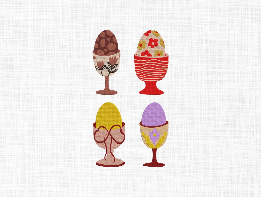 Egghead Designs Cute Easter Eggs Set Embroidery Design, Egg Cups Embroidery Design ...
