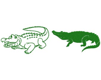 Alligator Embroidery Design, Alligator Silhouette, Alligator Mini Embroidery, Сrocodile Embroidery, Machine Embroidery Design, 5 Sizes