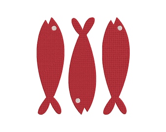 Motif de broderie sardines, motif de broderie été, motif de broderie poisson, fichier de broderie sardines, motif de broderie trio de sardines, 6 tailles